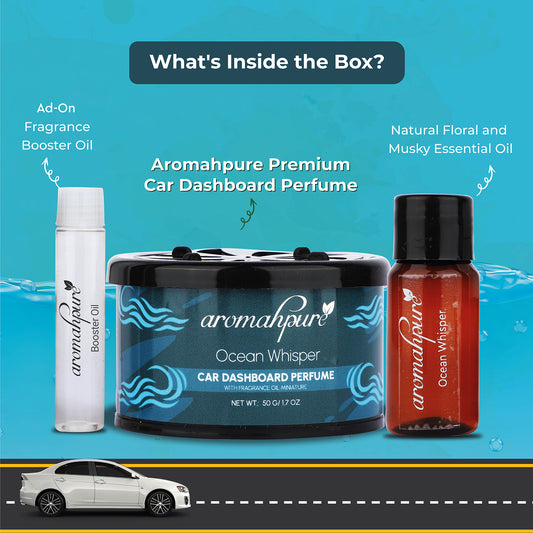 Aromahpure Dashboard Car Perfume with 50 ML Miniature Fragrance Oil (Citrus, Watery, White Floral, Musk)