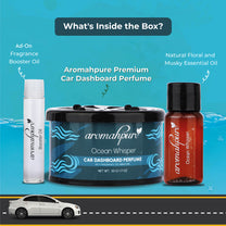 Aromahpure Dashboard Car Perfume with 50 ML Miniature Fragrance Oil (Oud Essence, Ocean Whisper)