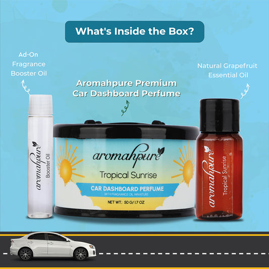 Aromahpure Dashboard Car Perfume with 50 ML Miniature Fragrance Oil (Lavender, Grapefruit)
