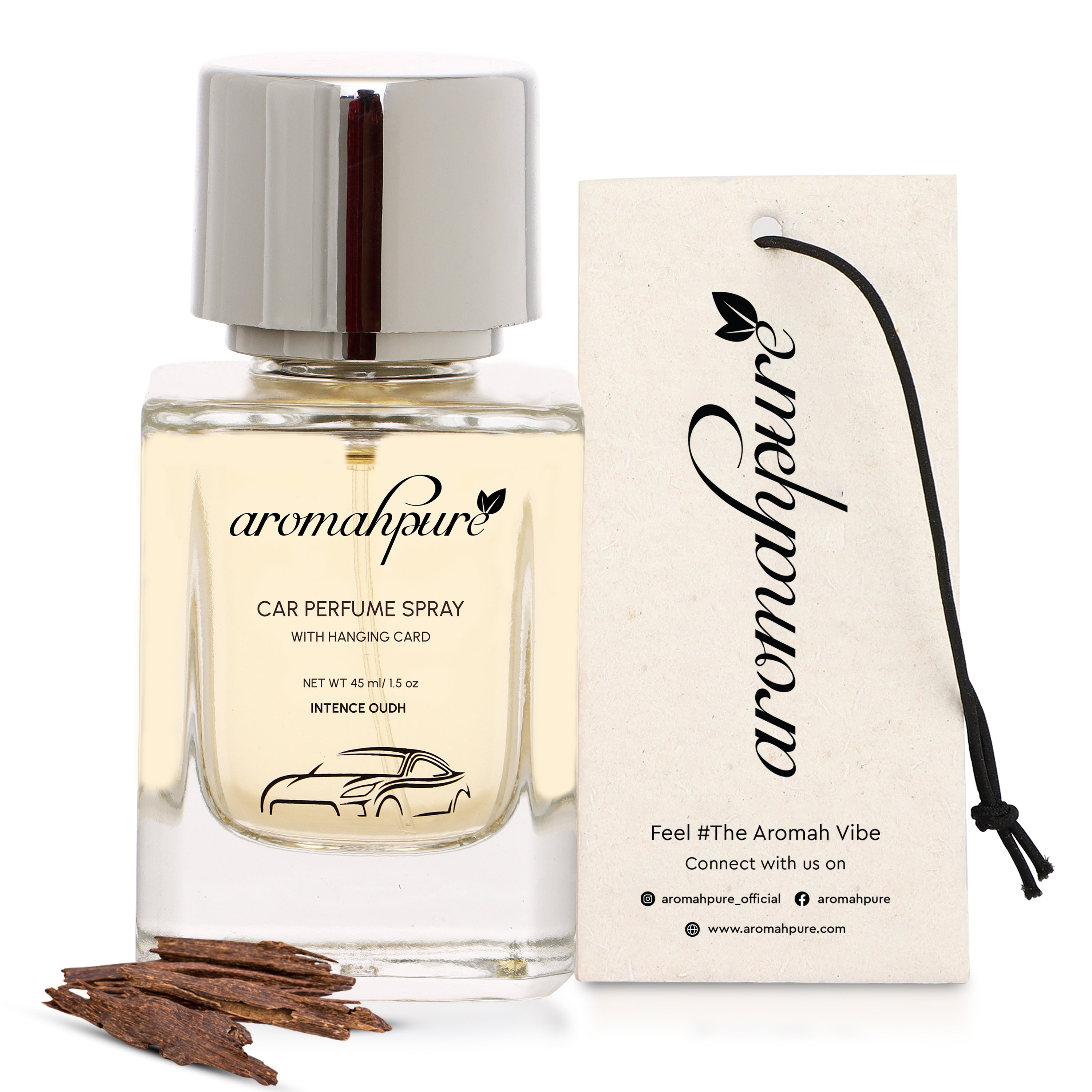 Aromahpure Classic Car Perfume Spray with Hanging Card (Intense Oudh)