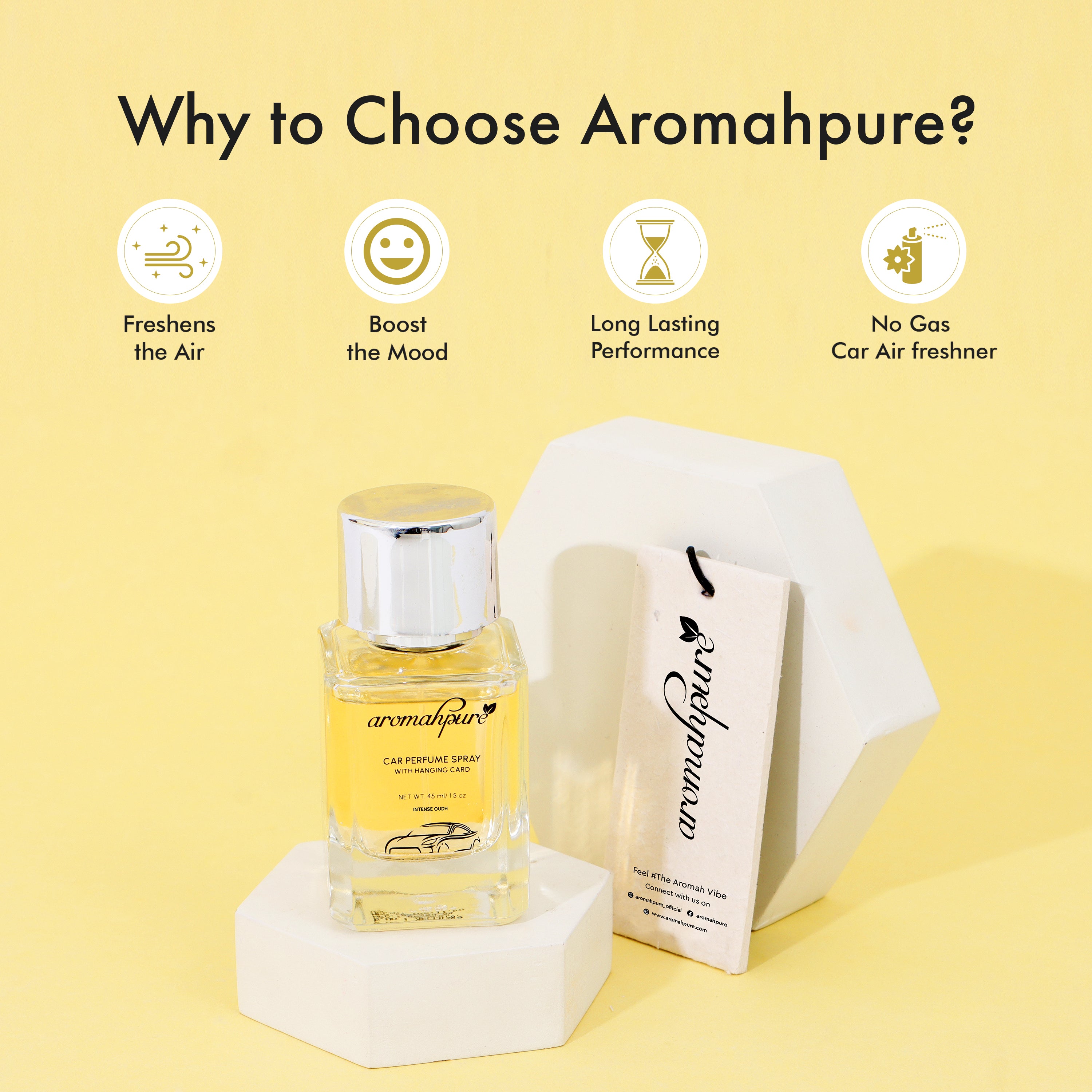 Aromahpure Classic Car Perfume Spray with Hanging Card (Intense Oudh)