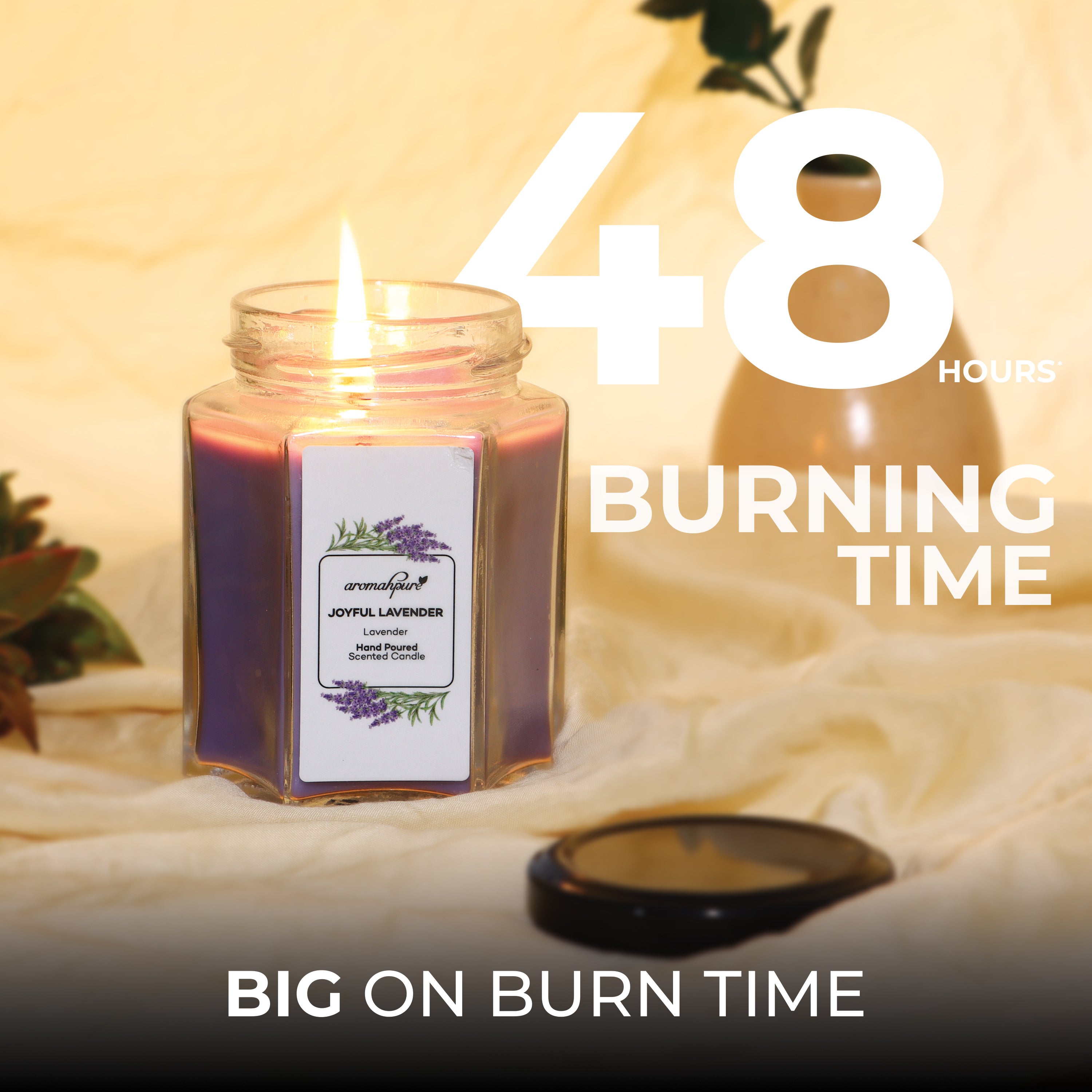 Soy Wax Hexa Jar Candle Lavender 48 hours burning time