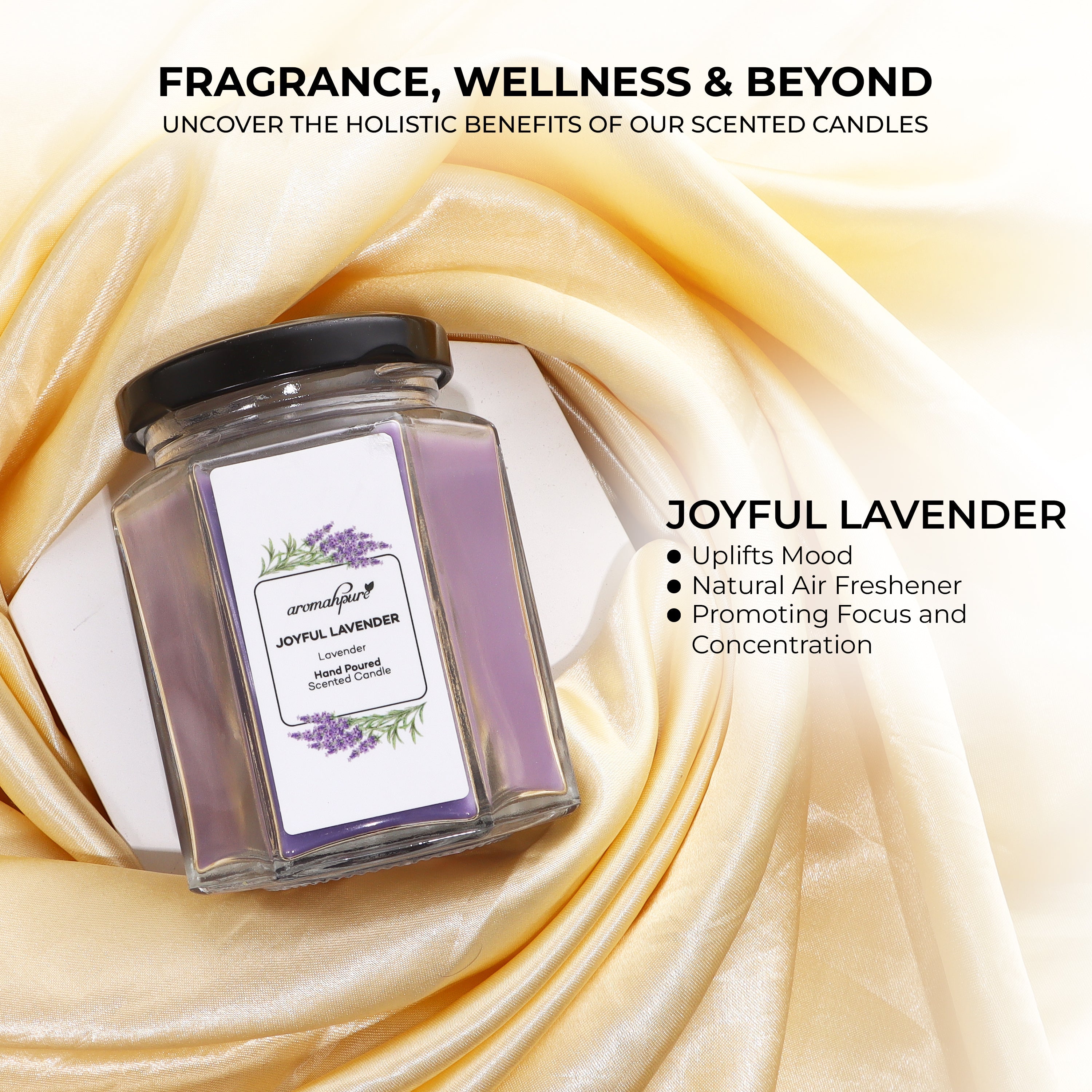 Scented Hexa Jar Candle Lavender key features