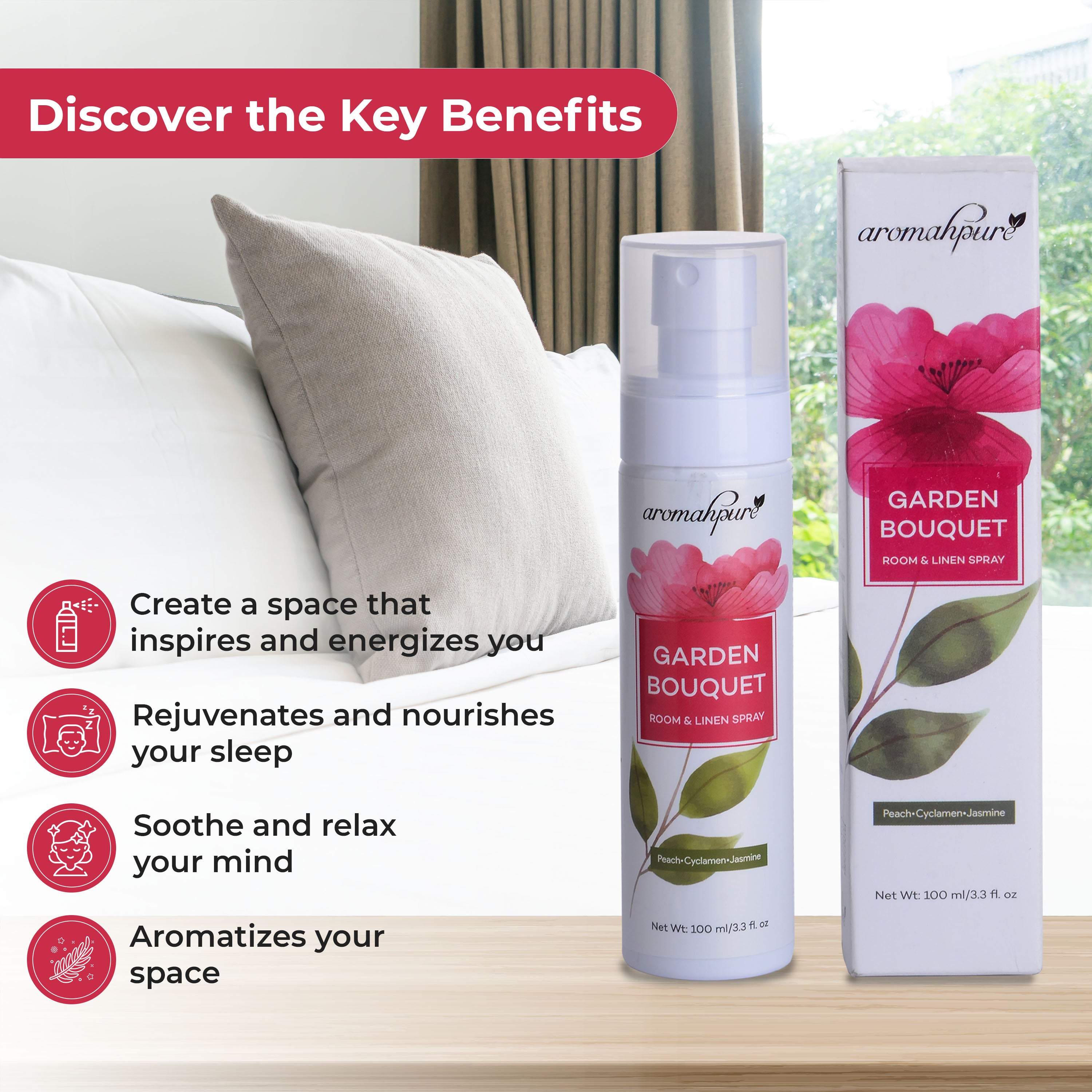 Aromahpure Linen Spray Garden Bouquet Key Benefits