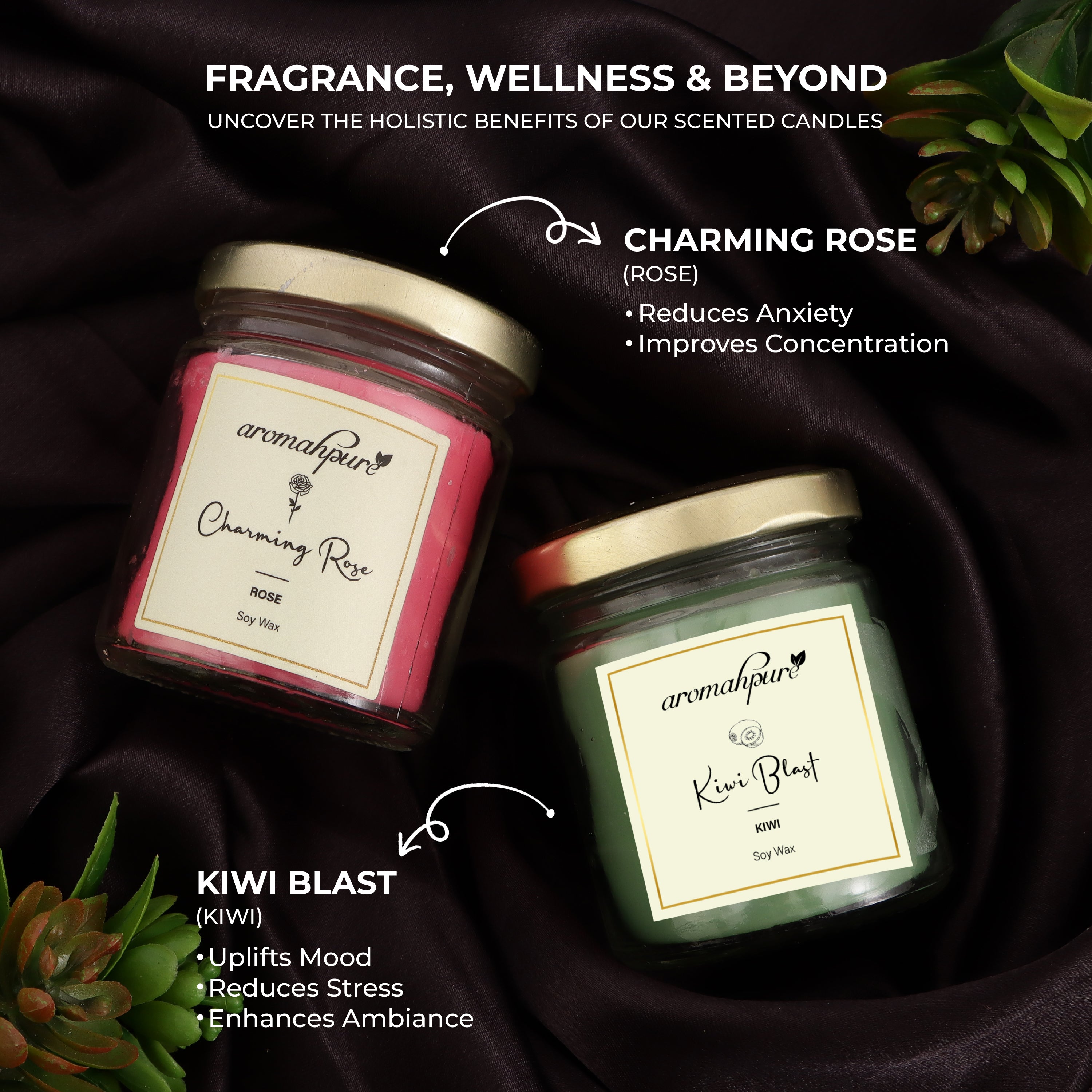 Soy Wax Round Jar 100ml Candles (Charming Rose, Kiwi Blast)