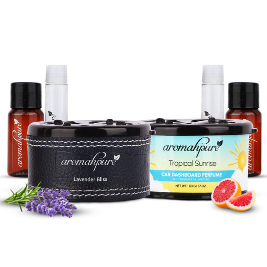 Aromahpure Dashboard Car Perfume with 50 ML Miniature Fragrance Oil (Lavender, Grapefruit)