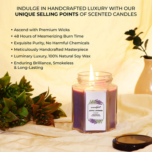 Scented Hexa Jar Candle Lavender features
