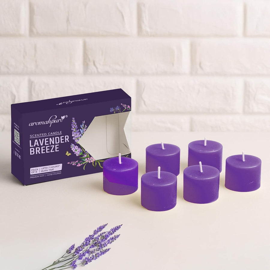 Mini Votive Aroma Candles | Lavender | Pack of 6