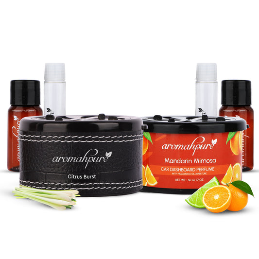 Aromahpure Dashboard Car Perfume with 50 ML Miniature Fragrance Oil (Citrus, Lime, Orange, Aldehydes)