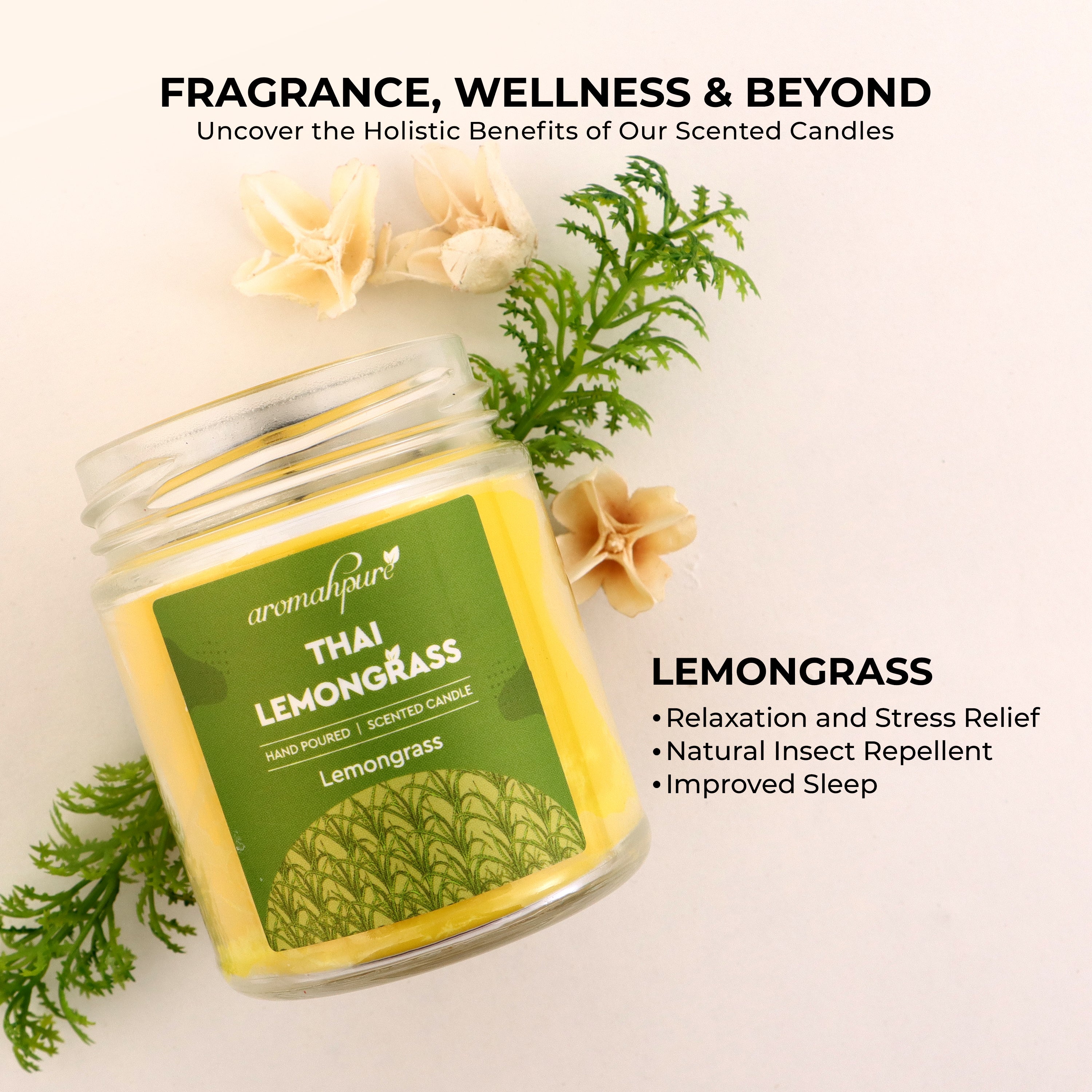 Big round jar scented candle lemongrass fragrance with its key features