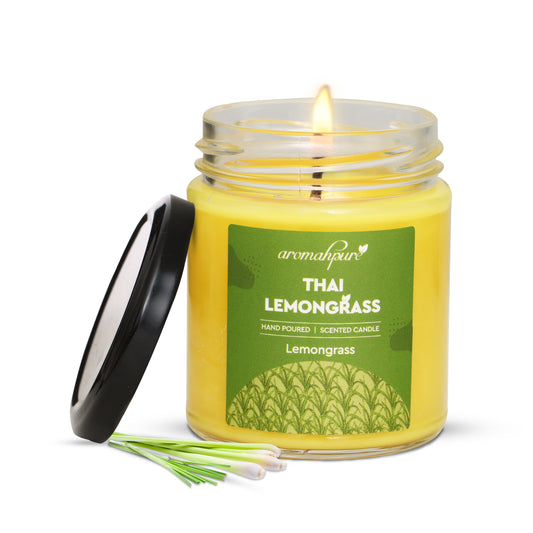 Aromahpure Soy Wax Round Jar Candles, 45 Hours Burning Time Guaranteed (Thai Lemongrass)