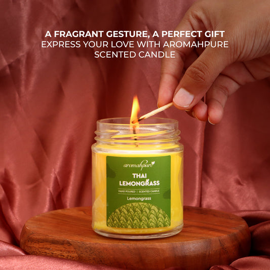 Aromahpure Soy Wax Big Round Jar Candles, 90 Hours Burning Time Guaranteed (Vanilla Fantasy, Thai Lemongrass)
