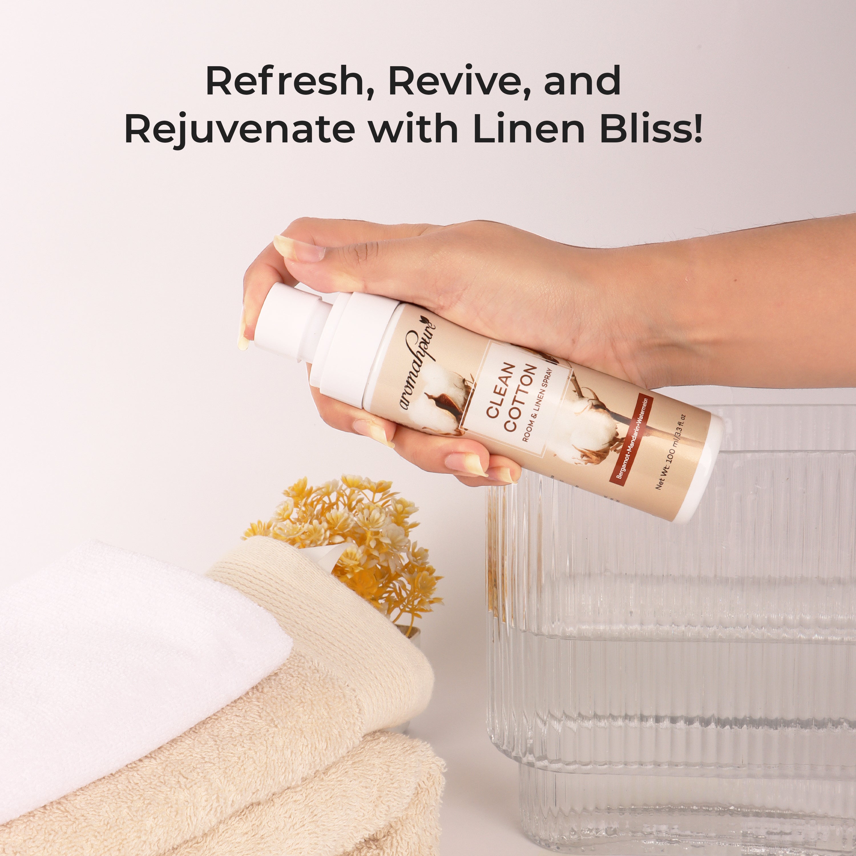 Aromahpure Clean Cotton Linen Spray lifestyle