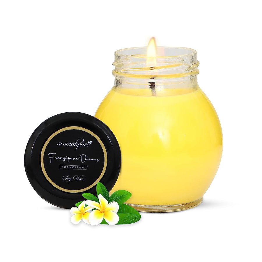 Soy Wax Matki Glass Jar Candles, 30 Hours Burning Time Guaranteed | Frangipani Dreams