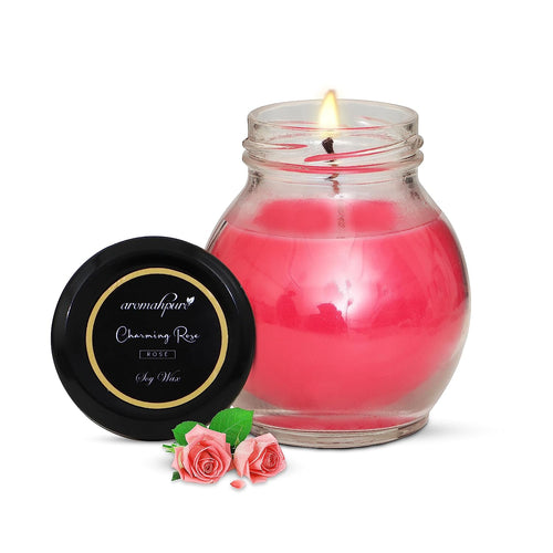 Matki Glass Jar Candles Rose