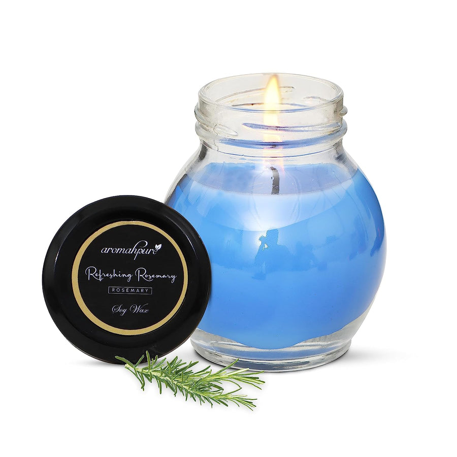 Soy Wax Matki Glass Jar Candles, 30 Hours Burning Time Guaranteed | Refreshing Rosemary