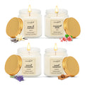Golden Screw Jar Candle Pack of 4 - Vanilla, Rose, Lavender & Cinnamon