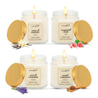 Golden Screw Jar Candle Pack of 4 - Vanilla, Rose, Lavender & Cinnamon