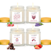 Aromahpure Soy Wax Jar Valentine Day Candles (Choco, Strawberry, Rose, Lavender)
