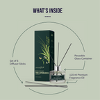 Inside the Box - Reusable Closs Container, et of 6 reed sticks & Premium long lasting 120 ml fragrance oil