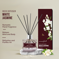 Aromahpure Premium Jasmine Reed Diffuser 120 ML with 6 Fiber Reed Sticks