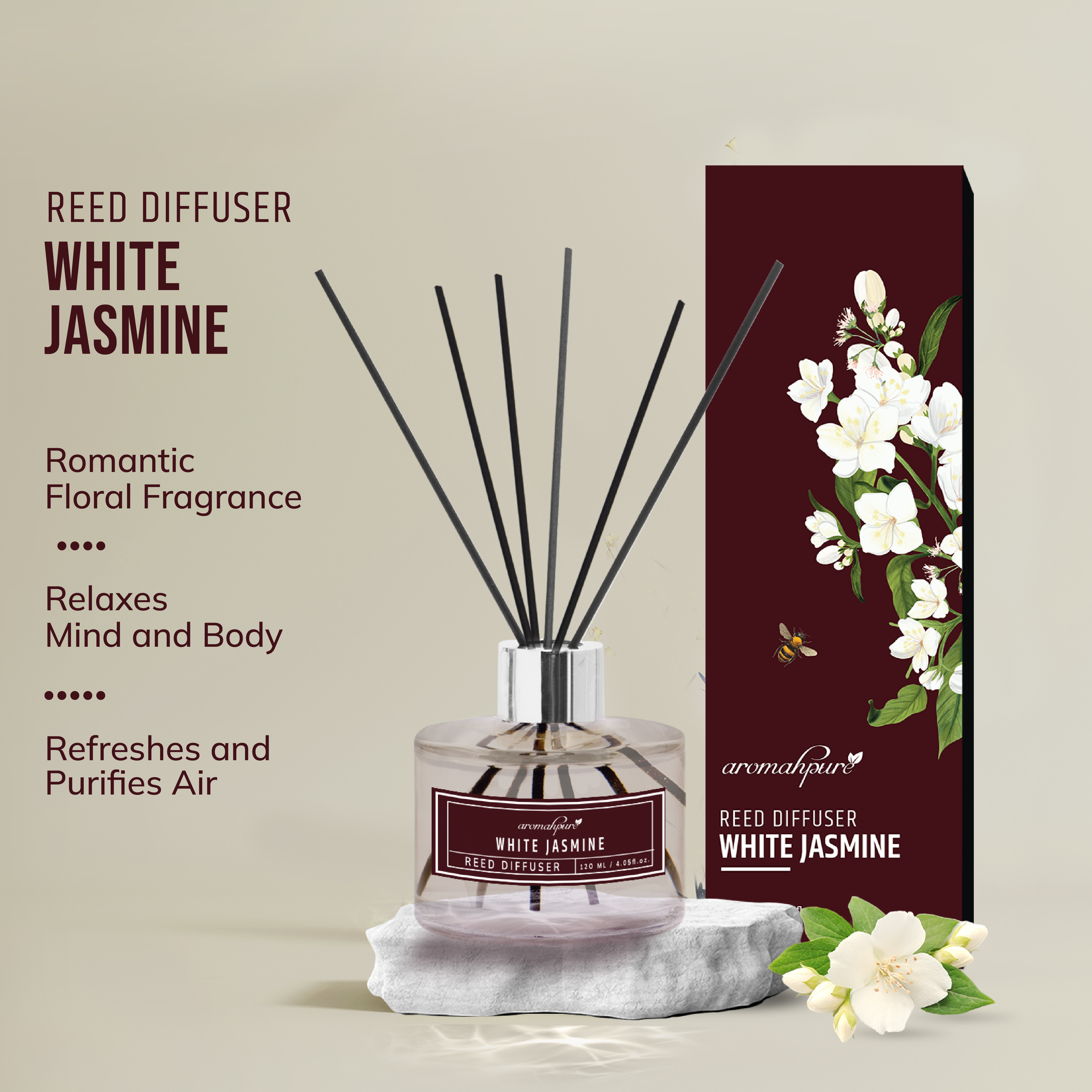 Reed Diffuser white jasmine that relaxes mind & body