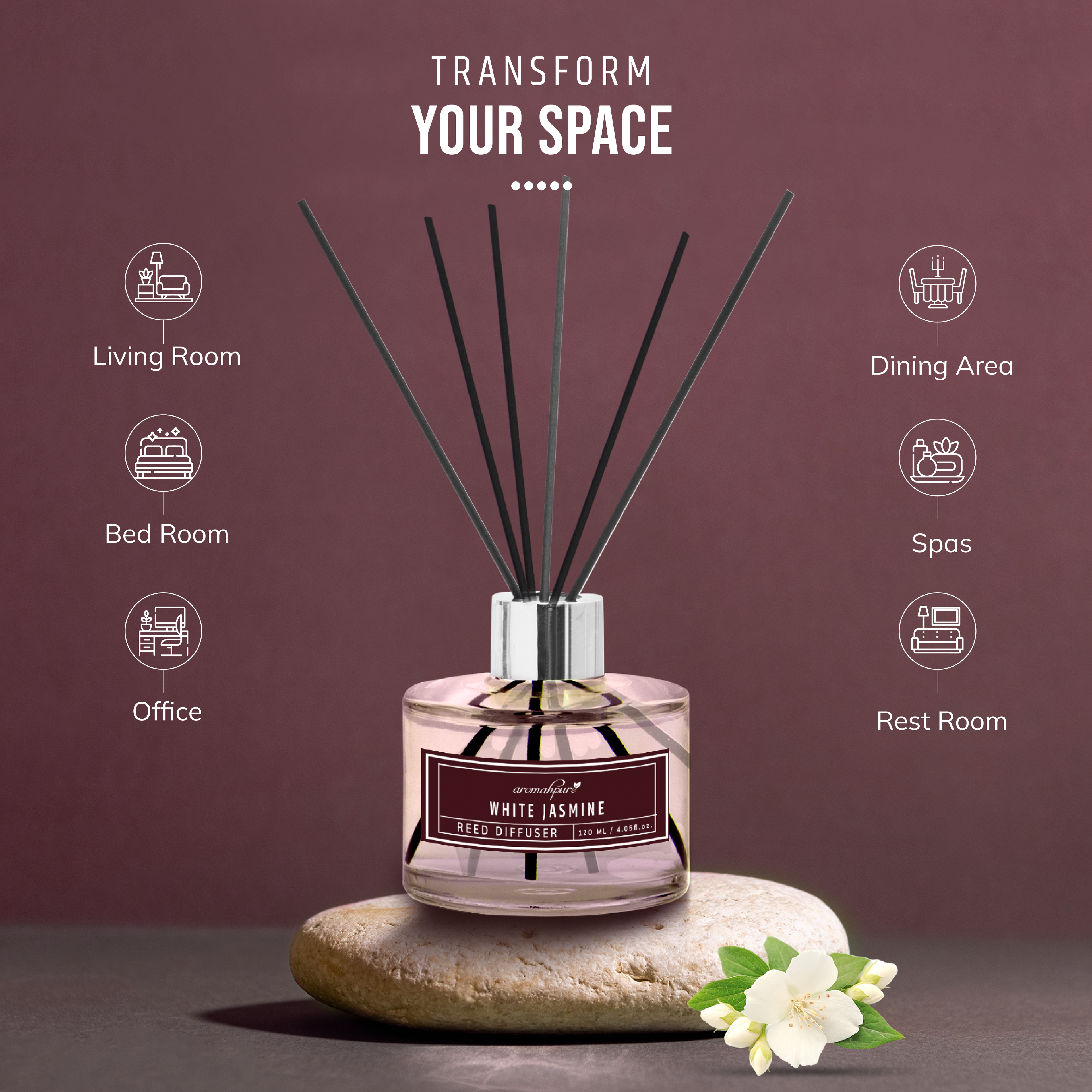 Reed Diffuser Used at Living room, Bed room, office, Dining Area, Spa & More.