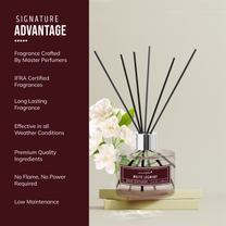 Aromahpure Premium Jasmine Reed Diffuser 120 ML with 6 Fiber Reed Sticks