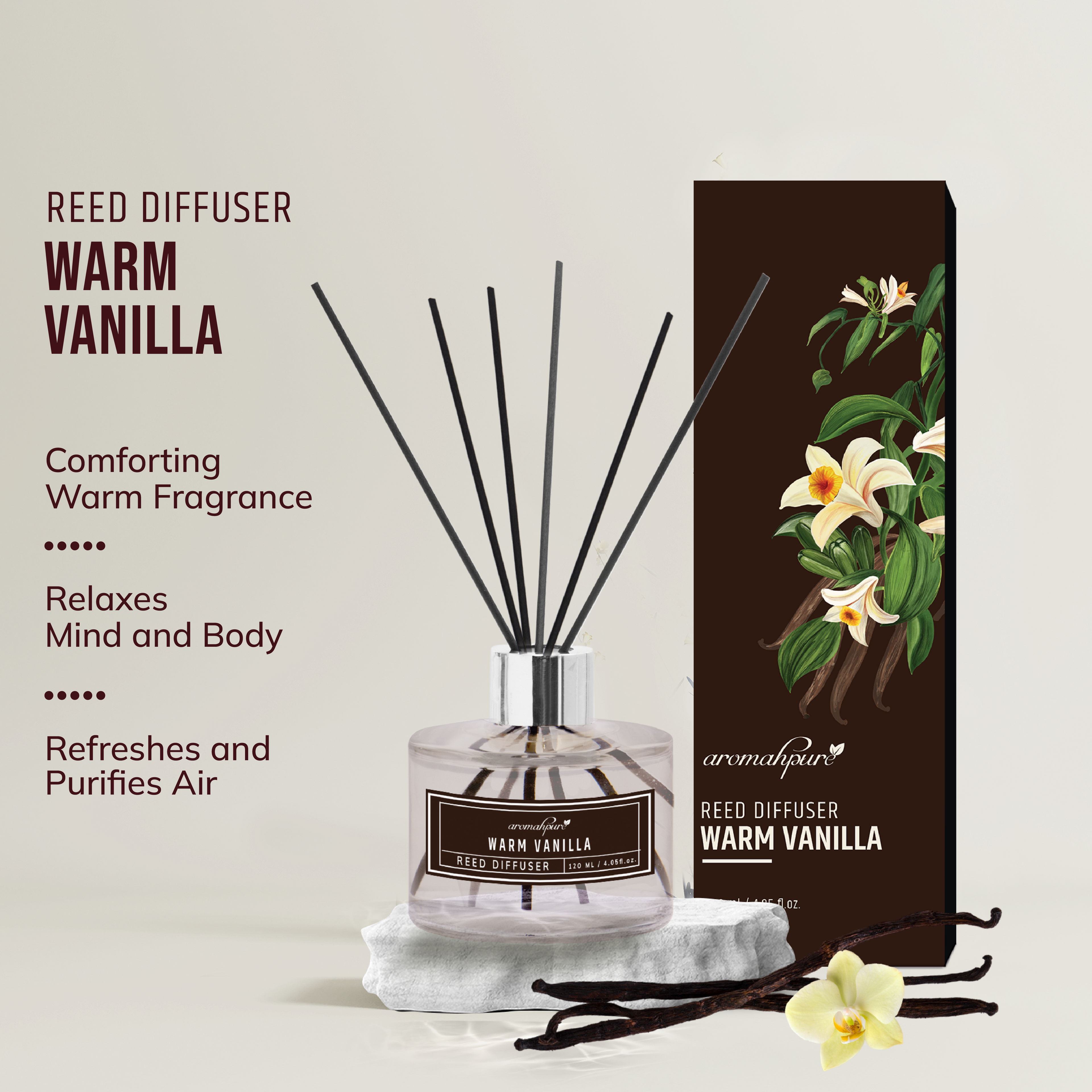 Reed Diffuser with warm vanilla fragrance