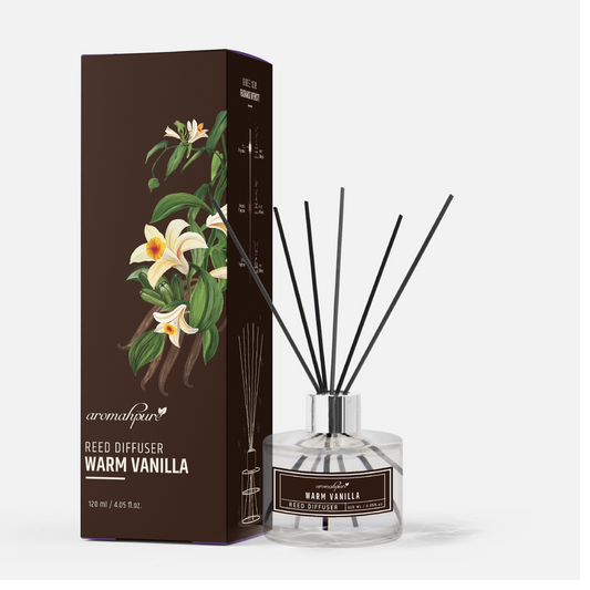 Aromahpure Premium Vanilla Reed Diffuser 120 ML with 6 Fiber Reed Sticks