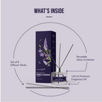 Inside the Box - Reusable Closs Container, et of 6 reed sticks & Premium long lasting 120 ml fragrance oil