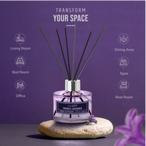 Aromahpure Premium French Lavender Reed Diffuser 120 ML with 6 Fiber Reed Sticks