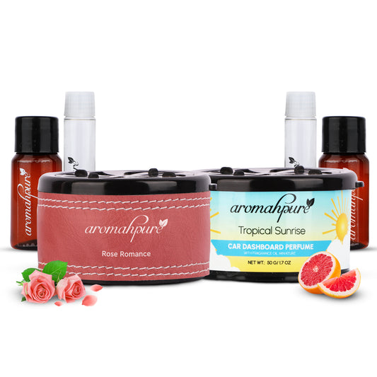 Aromahpure Dashboard Car Perfume with 50 ML Miniature Fragrance Oil (Rose, Grapefruit)