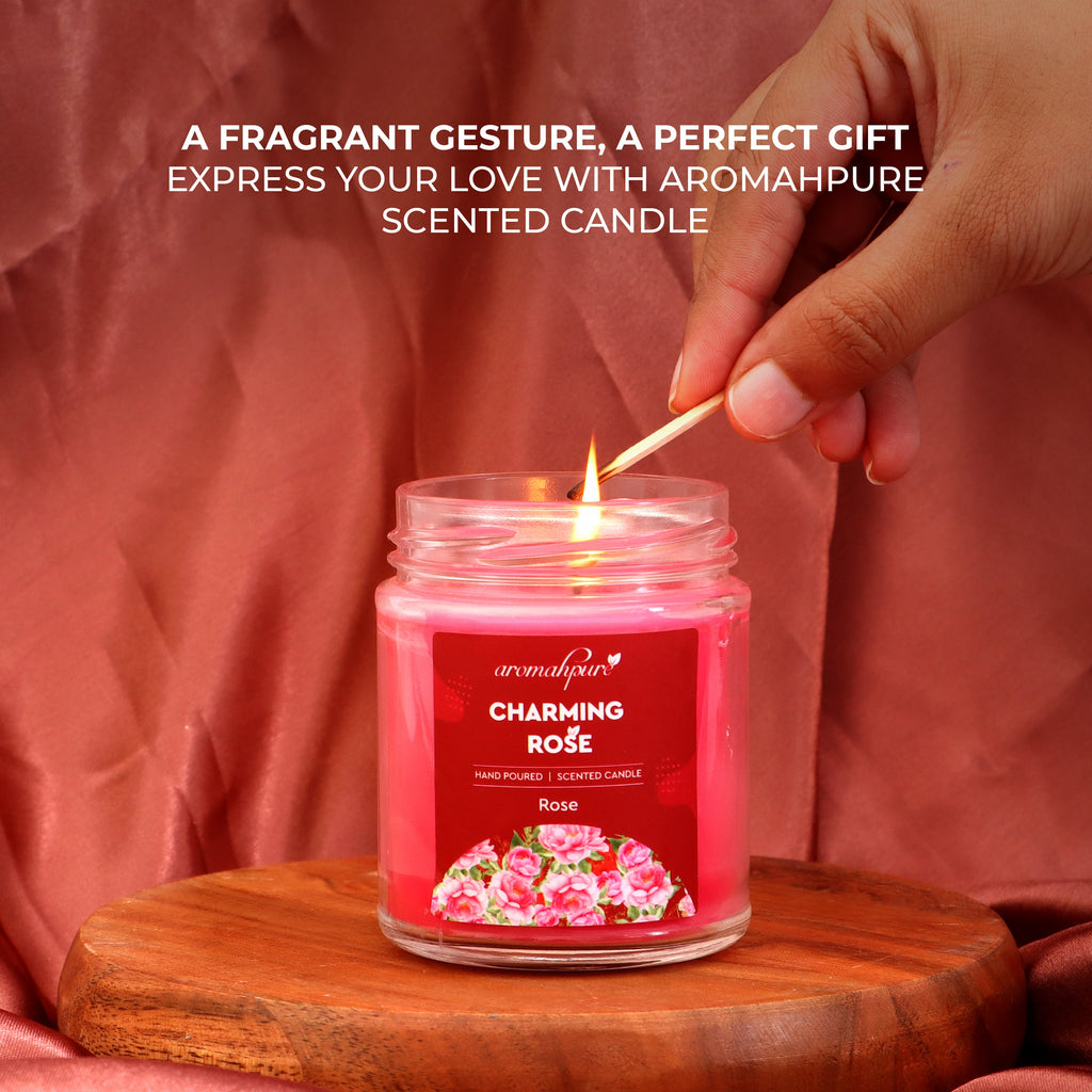 Big round jar scented candle with rose fragrance
