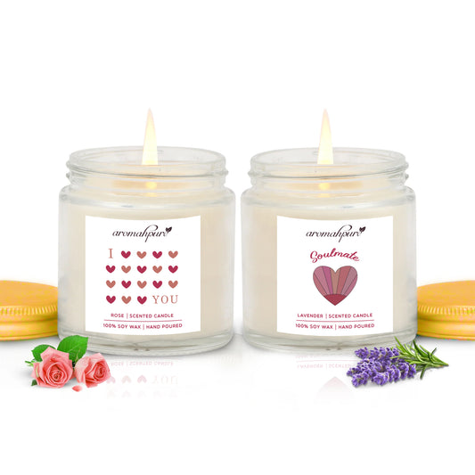 Aromahpure Soy Wax Jar Valentine Day Candles (Lavender, Rose)
