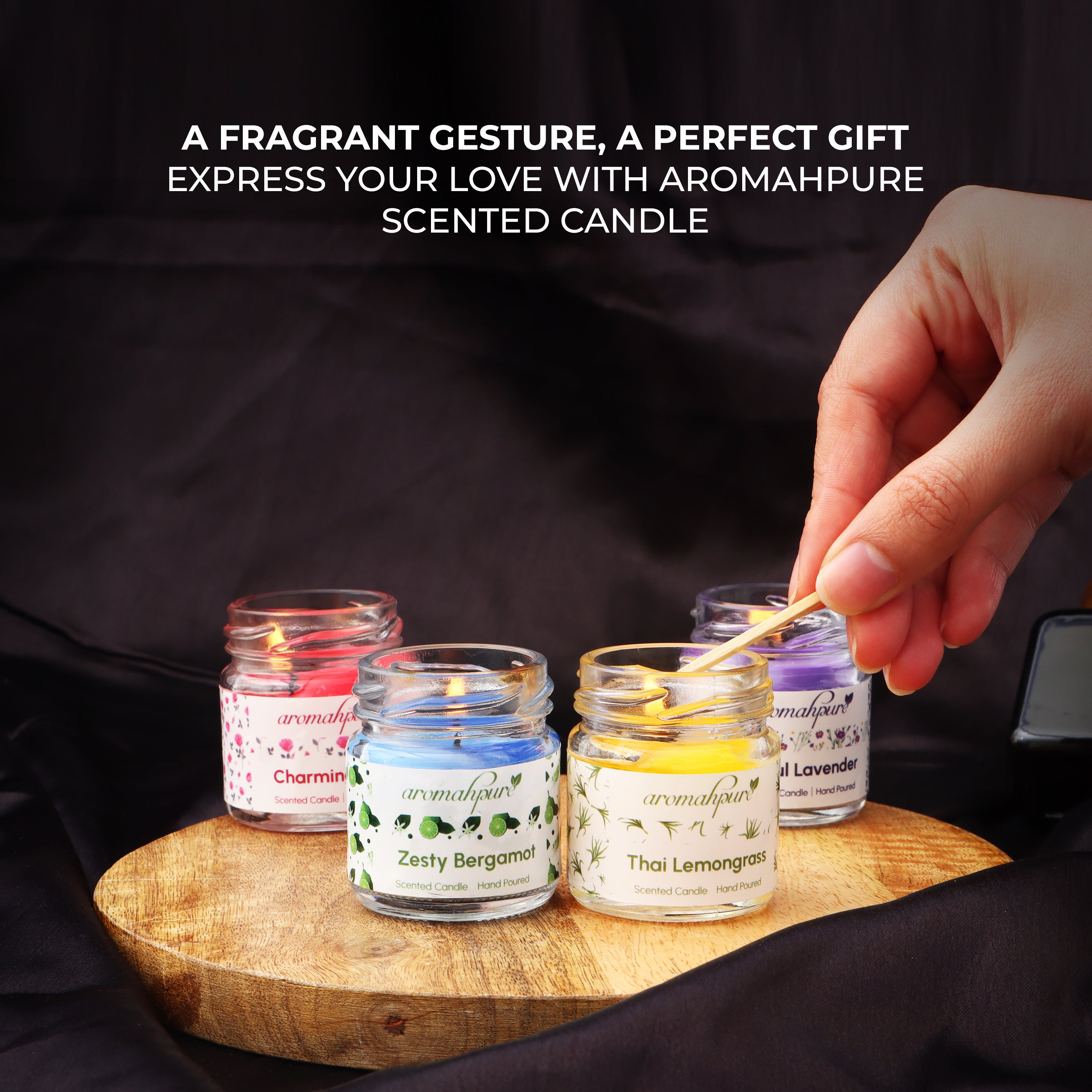 Aromahpure Round Jar Candles Rose Bergamot Lemongrass Lavender