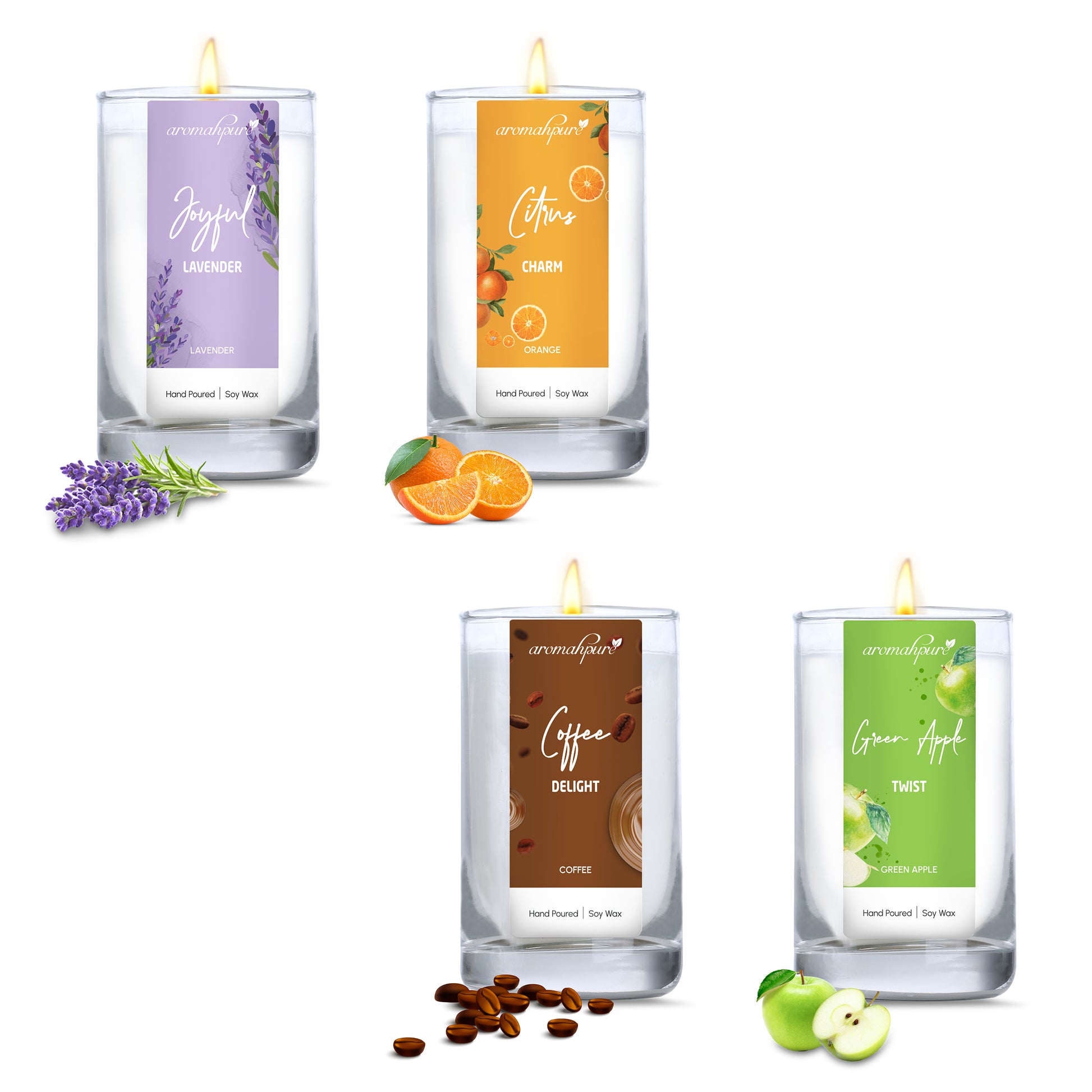Shot Round Glass Jar Candle pack of 4