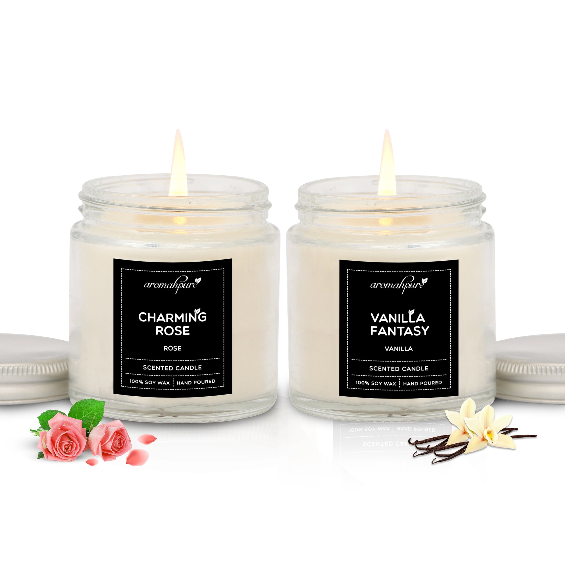 Silver Screw Jar Candles rose Vanilla