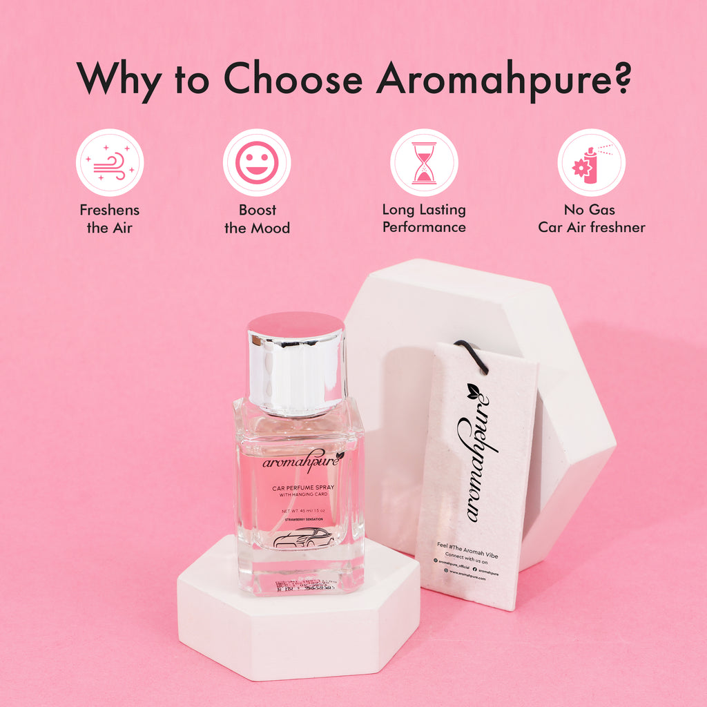 Aromahpure Fruity Car Perfume Spray with Hanging Card (Strawberry Sensation)