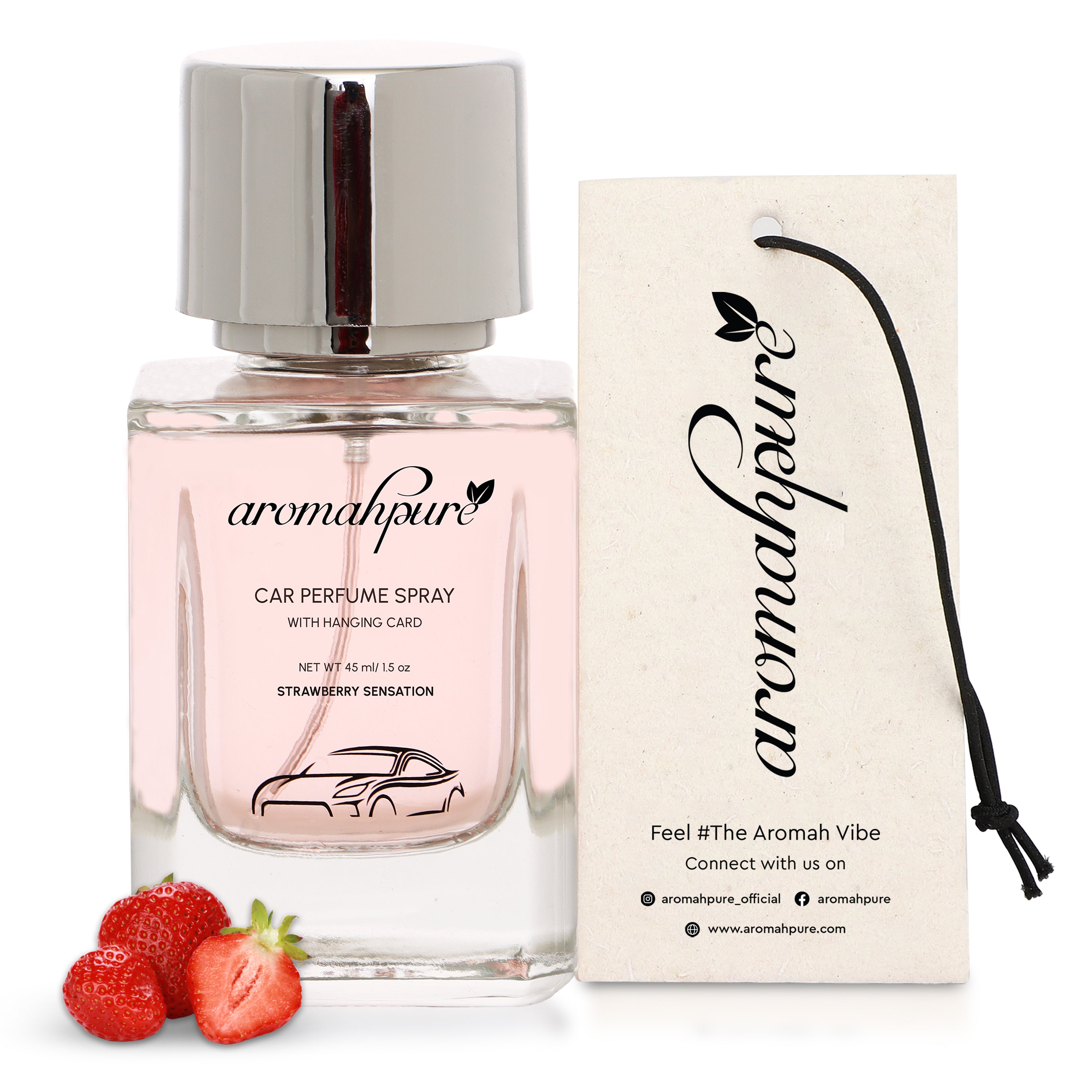 Aromahpure Fruity Car Perfume Spray with Hanging Card (Strawberry Sensation)