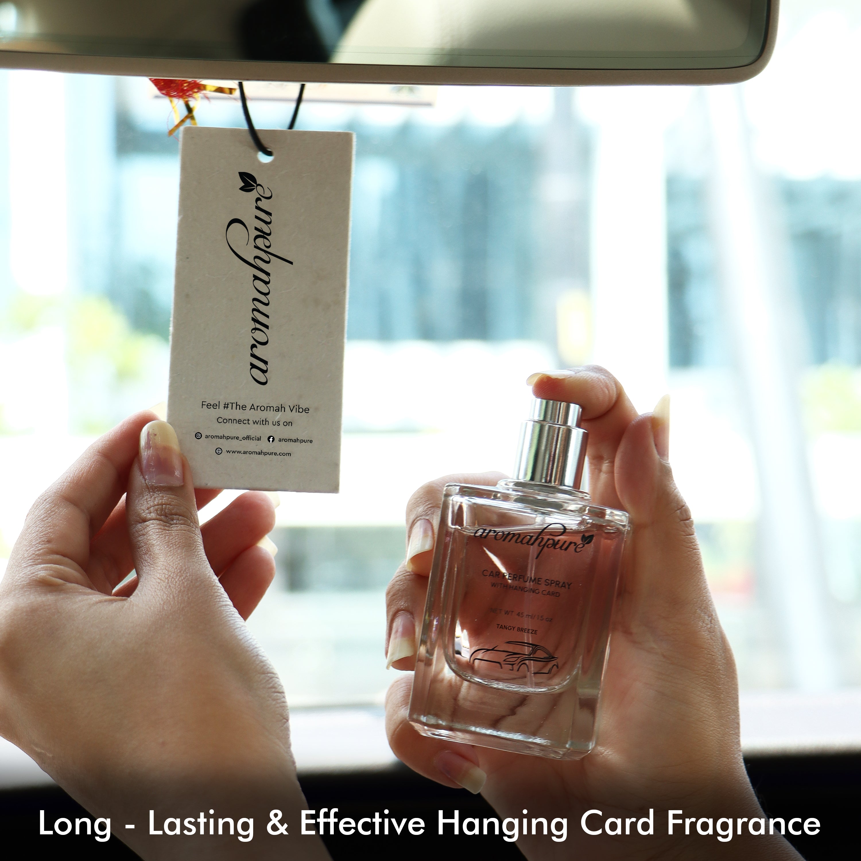 Aromahpure Refreshing Car Perfume Spray with Hanging Card (Tangy Breeze)