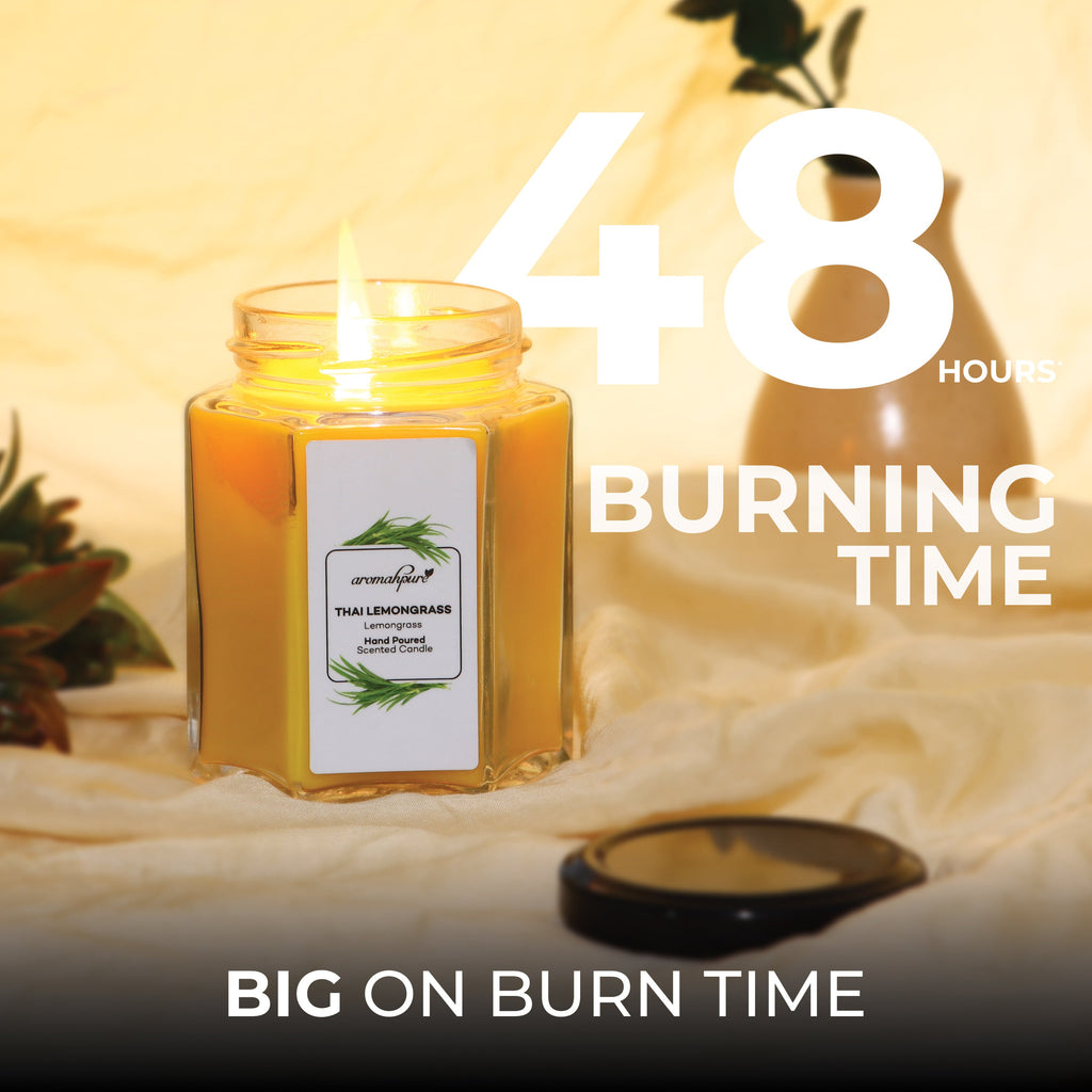 Scented Hexa jar candle Thai Lemongrass Green Apple 48 hours burning time