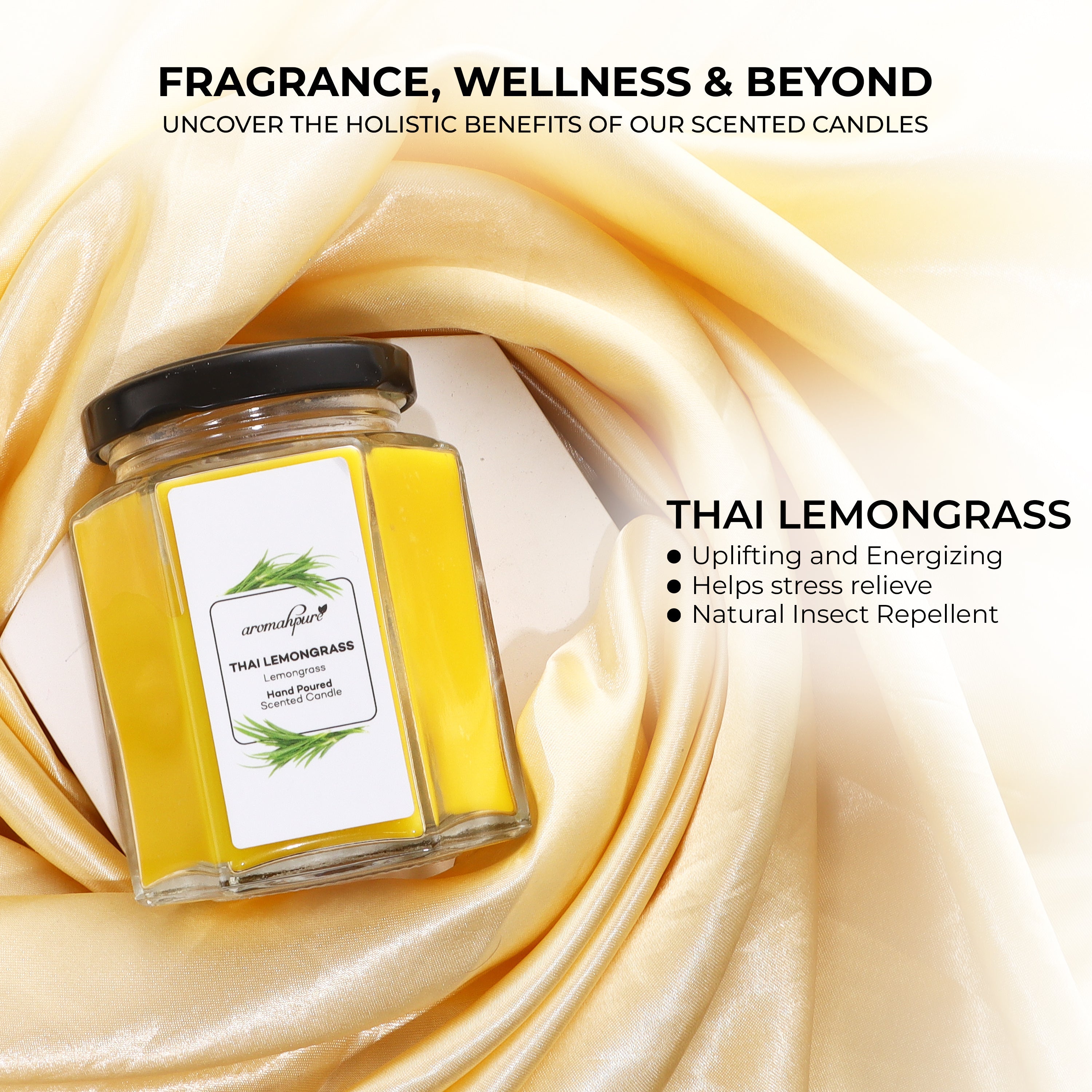 Scented Soy Wax Hexa Jar Candle Lemongrass 