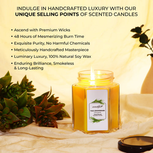 Soy Wax Hexa Jar Candle Lemongrass features