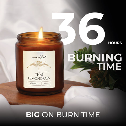 Aromahpure Soy Wax, Black Screw Jar Candles, 36 Hours Burning Time Gauranteed (Thai Lemongrass)