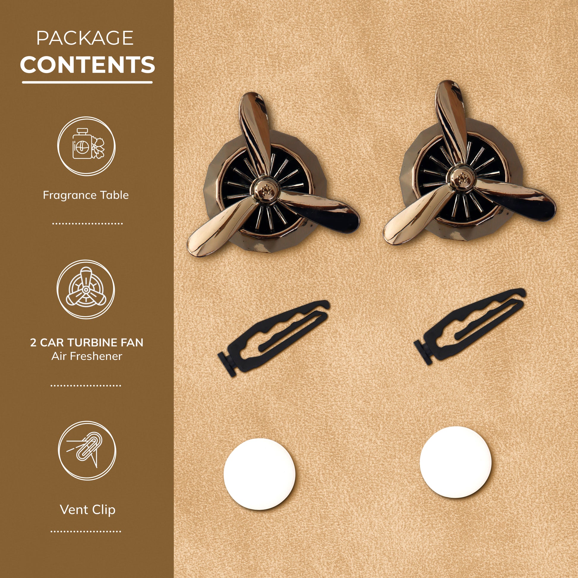 Turbine Vent Car Air Freshener Black Package Contents