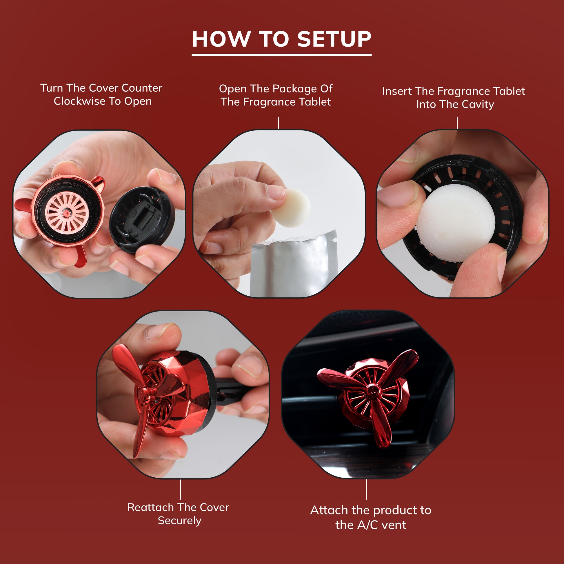 Turbine Vent Car Air Freshener Red How to setup