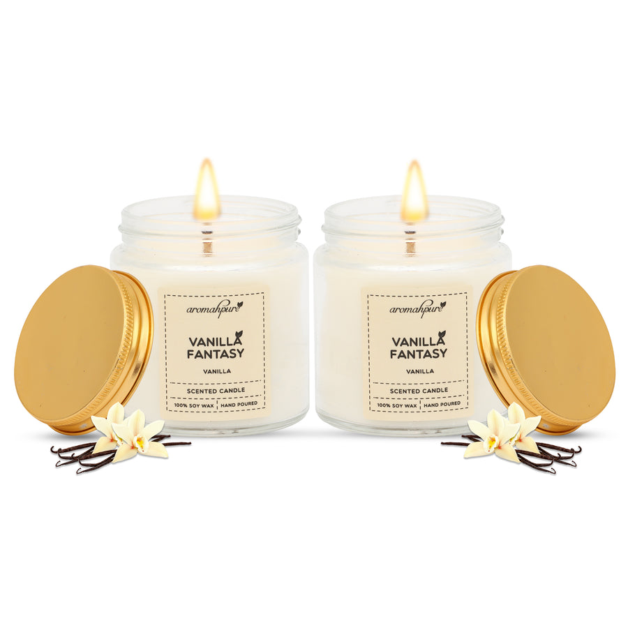 Golden Screw Jar Aroma Candle | Vanilla | Pack of 2
