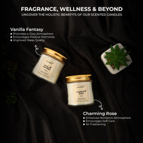 Aromahpure Soy Wax, Golden Screw Jar Candles, 55 Hours Burning Time Gauranteed (Vanilla Fantasy, Charming Rose)