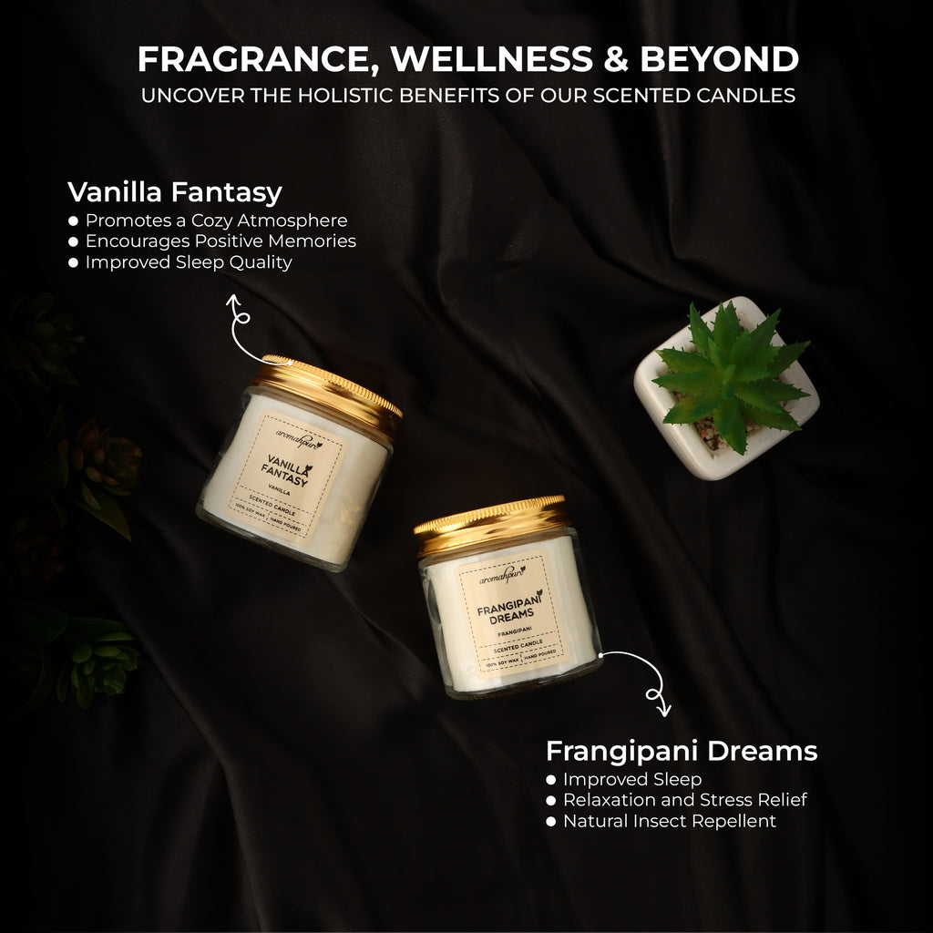 Golden Screw Jar Scented Candles Pack of 2 Fragrances - Vanilla & Frangipani Key Features